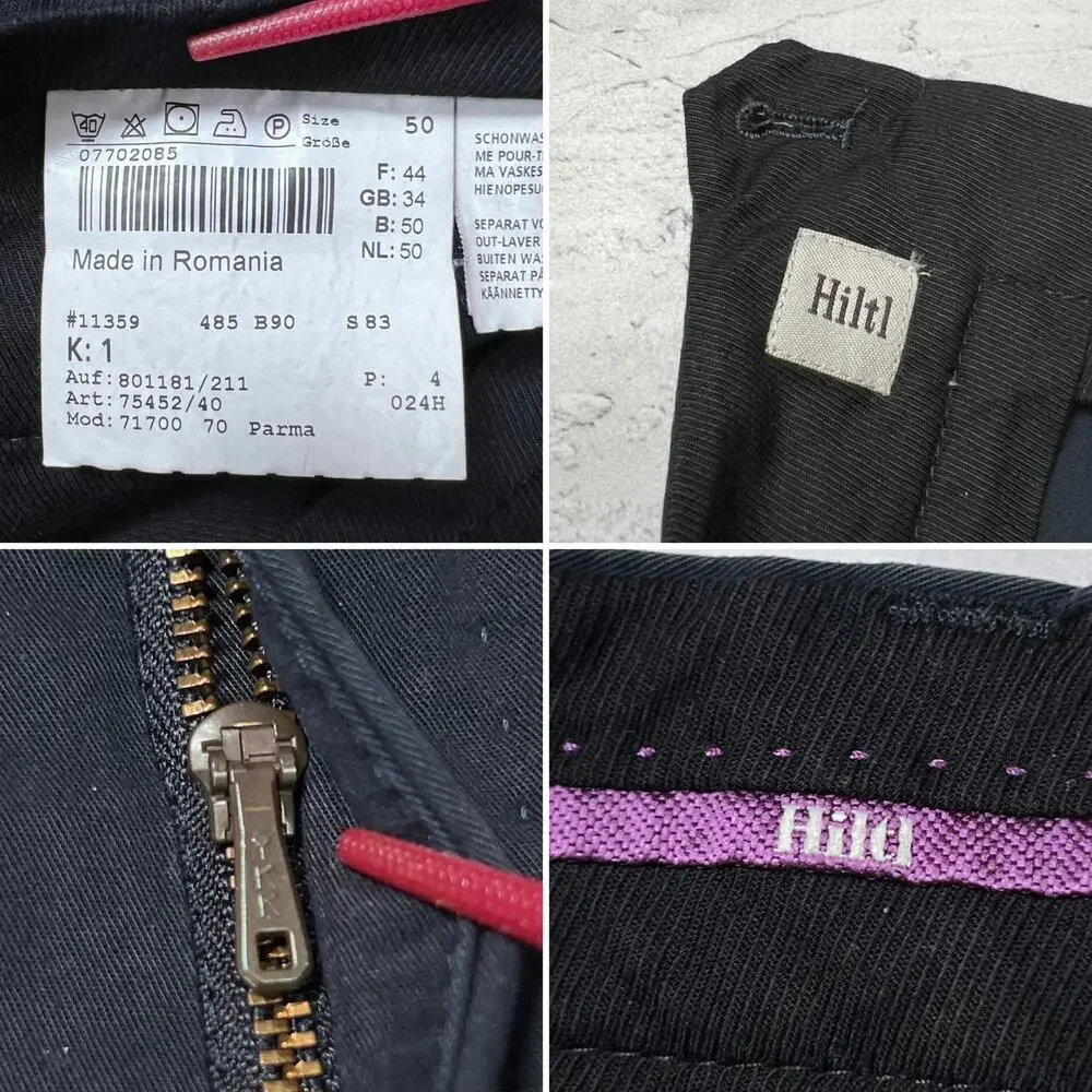 Hiltl Chino Trousers MENS 33x32 EU 50 Navy Cotton Blend Straight Leg Tailored